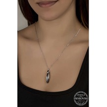 Gumush  Swarovski Crystal Taşlı Top Zincir Çubuk Gümüş Kadın Kolye