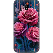 Samsung Galaxy J7 Pro Uyumlu Gece Açan Pembe Güller Desenli Silikon Kılıf Çok Renkli