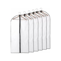 Novahub Toz Ve Su Geçirmez Giysi Kılıfları, 6 Adet Yarı Şeffaf Fermuarlı Elbise/kaban Kılıfı, 60x140cm Siyah Diğer