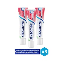 Sensodyne Hassasiyet + Çürüklere Karşı Koruma Diş Macunu 75ml X 3 Adet Çürük Önleyici