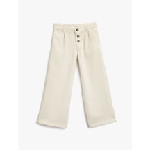 Koton Bol Paça Pantolon Fitilli Kadife Kırık Beyaz 3wkg40004aw 3WKG40004AW001 Ekru
