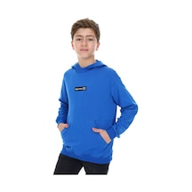 Toontoy Kids Toontoy Erkek Çocuk Relax Fit Kapüşonlu Cepli Hafif Düşük Omuz Baskılı Sweatshirt - 2 İplik Saks