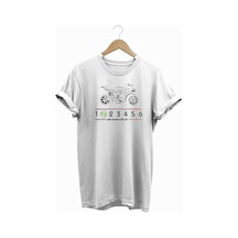 Motor Silhouette Baskılı Tshirt Beyaz