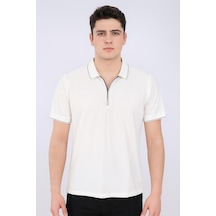 Gewer Slim Fit Erkek Kısa Kol Polo Yaka Tshirt - 7351 Beyaz