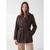 Lcw Modest Kahverengi Kruvaze Yaka Oversize Kadın Trençkot