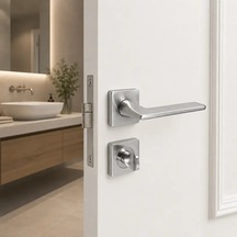 Sese Nida Modeli Kare Rozetli Wc Kapı Kolu Inox 200-224r-02-53