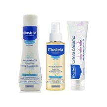 Mustela Gentle Cleansing Gel 500 ML + Masaj Yağı 100 ML + Vitamin Barrier 1-2-3 Cream 50 ML