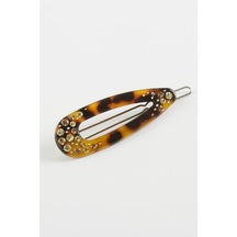 Leopar Desenli Taşlı Klipsli Toka Sarı