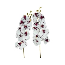 Yapay Çiçek Çilli Bordo Beyaz Islak Orkide Gerçeksi Doku Uzun Dal 90 Cm