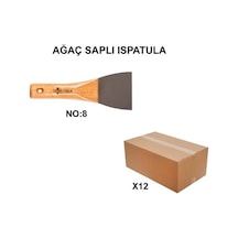 12 Adet Ağaç Saplı Ispatula, No:8 Kalite Seti Çok Renkli