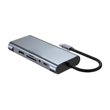 10 İn 1 Type-c To Usb Hub Hdmı 4k ,audio/, Type-c/, 4x Usb 3.0/, Lan/, Vga/, Sd Card Reader Çevirici Hub 10 Port Adaptör Dönüştürücü Çoklayıcı