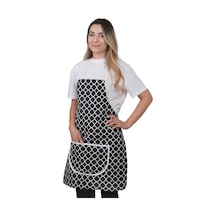 Trendy Membranlı 3lü Set Sıvı Geçirmez Su Geçirmez Mutfak Önlüğü Çeyiz Seti 1 Eldiven 1 Tutacak Siyah Halkalı