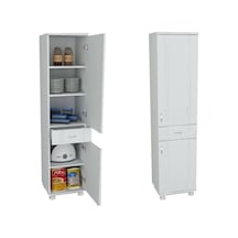 Mdf Lake Kapaklı Banyo Ve Mutfak Boy Dolabı Çekmeceli Beyaz