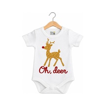 Babylimon Unisex Bebek Beyaz Yılbaşı Özel Geyikli Zıbın Beyaz - 936542387 Beyaz