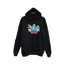 Fall Guys Oyun Baskılı Kapüşonlu Sweatshirt Siyah