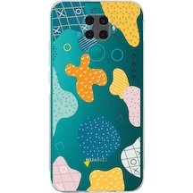 Huawei Mate 30 Lite Uyumlu Kamera Korumalı Geometrik Şekiller Tasarımlı Şeffaf Kılıf Şeffaf