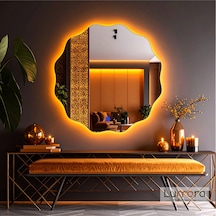Cirelia Amber Led'li Lazer Kumlamalı Lavabo & Banyo Aynası Dokunmatik Sensörlü 60 X 60 Turuncu