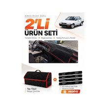 E-biz Toyota Corolla Fındık Kasa 1988-1991 Uyumlu Torpido + Tay Tüyü Çanta - Siyah-kırmızı - To011