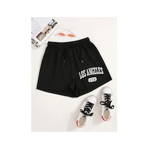 Tarzsokak Letter Graphic Drawstring Şort Siyah