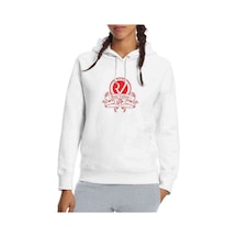 Red Velvet Logo Baskılı Beyaz Kadın Kapşonlu Sweatshirt