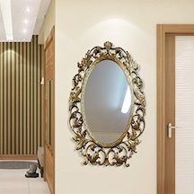 Tr M3 Decorium 103cm Sarı Yaldız İşlemeli Oymalı Desenli Rustik Duvar Boy Aynası Diğer
