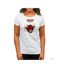 Chicago Bulls 3d Beyaz Kadın Tişört