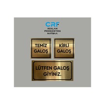 Gold Alüminyum Lütfen Galoş Giyiniz Kirli Temiz Yazılı Üçlü Set Uyarı Levhaları 10x20 Cm 10x10 Cm Ve 10x10 Cm Arkası Yapışkanlı