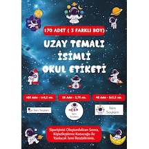 Uzay Temalı İsimli Okul Etiketi - 170 Adet Lacivert