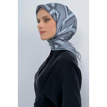 Armine Sura Saf İpek Eşarp 9547 - 05 Gri Soft Yeşil Simetrik Desen Soft Yeşil