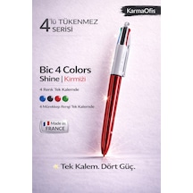 4 Colors Shine Çok Renkli Tükenmez Kalem Kırmızı Kırmızı