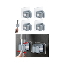 4 Lü Kelebek Yapışkanlı Mop Fırça Çekpas Sap Tutucu Organizer Banyo Düzenleyici Hmngo48-ıeg4874d