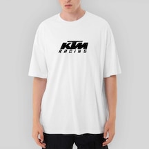 KTM Racing Black Logo Oversize Beyaz Tişört Beyaz