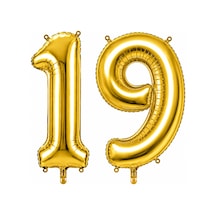 19 Rakam Folyo Balon Altın Rengi 100 Cm