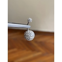 316 L Cerrahi Çelik Disko Topu Detaylı Göbek Piercingi Zirkon Taşlı Disko Topu Gümüş