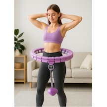 Akıllı Hula Hoop Çemberi 24 Bölüm Parça Mor Renk Fitness Spor Egzersiz Halkası Sayaçlı Mor Tek Ebat Genel