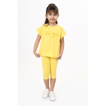 Toontoy Kids Toontoy Kız Çocuk Beautıful Baskılı Kaprili Takım Koyu Sarı
