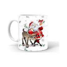 Yılbaşı Noel Temalı Baskılı Seramik Beyaz Kupa Beyaz