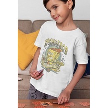 Sevbano Vintage Süngerbob Baskılı Unisex Çizgi Film Çocuk Tişört 1-12 Ya Beyaz