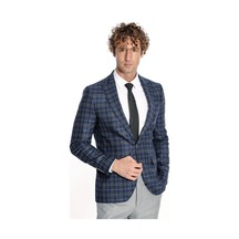Ekose Lacivert Erkek Ceket 001