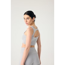 Normal People Nyra - Spor Bra / Şeftali Dokulu Peach Skin Kumaş Gri