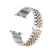 Apple İle Uyumlu Watch 38mm Krd-36 Metal Kordon, Gümüş-rosegold Çok Renkli