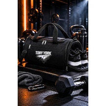 Tony York Unisex Geniş Hacimli Konfor Modeli Önü Cepli Ayakkabı Bölmeli Seyahat Antrenman Fitness Spor Çantası siyah
