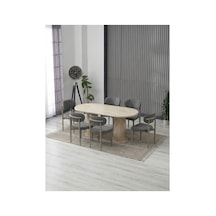 Aura Bohem Masa Takımı 90x180 Mdf Masa Ve 6 Adet Polo Sandalye Antrasit Antrasit