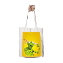 Art Hediye Susam Sokağı Kermit Not Easy İki Tarafı Kalıcı Baskılı Yıkanabilir Çanta Çok Renkli