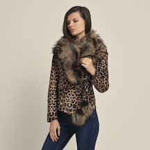 Rouge Kürklü Kadın Deri Mont P253lk Leopar