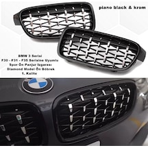 Bmw F35 3 Serisi Diamond Ön Panjur Izgara Böbrek PianoBlack-Krom