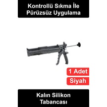 Silikontabancası Kalın Silikon Tabancası Siyah Plastik Gövdeli Tetik Mekanizmalı Mastik Dolgu Uygul