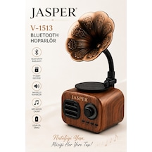 Jasper Jpr-1513 Nostalji Gramofon Bluetooth Hoparlör Kablosuz Taşınabilir Ses Tasarımlı Bombası Extra Bass