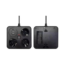 Akım Korumalı Anahtarlı Priz - 3x Priz - 2x Usb - 2x Type-c - 2 Mt Kablo Hızlı Şarj Özellikli Siyah 11318708