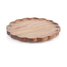 Mien Akasya Döner Standlı Servis Tabağı - 31 Cm - Ahşap Lazy Susan Sunum Tablası Kahverengi